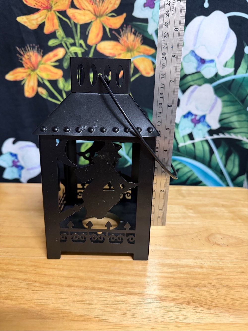 Black Halloween Witch Metal Lantern - Decorative Home Accent